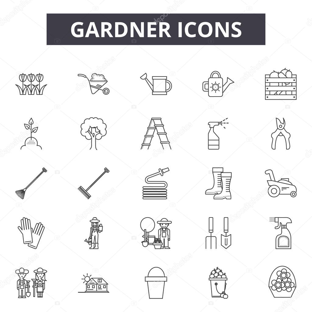 Gardner line icons for web and mobile design. Editable stroke signs. Gardner  outline concept illustrations