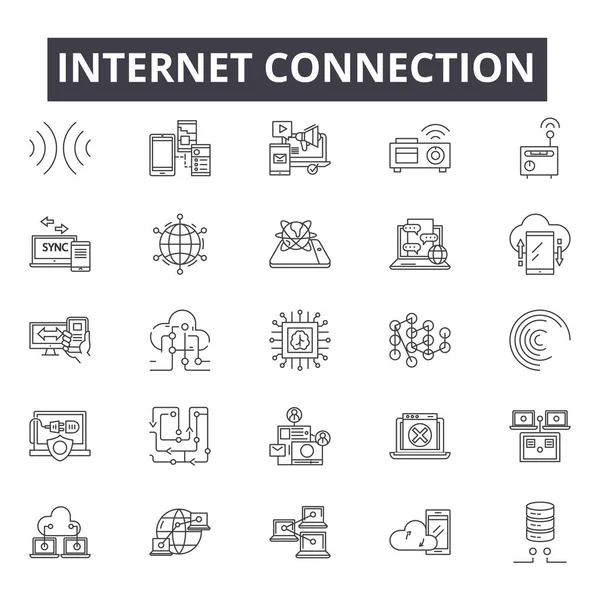 Internet connection line icons for web and mobile design. Editable stroke signs. Internet connection  outline concept illustrations — Stock Vector