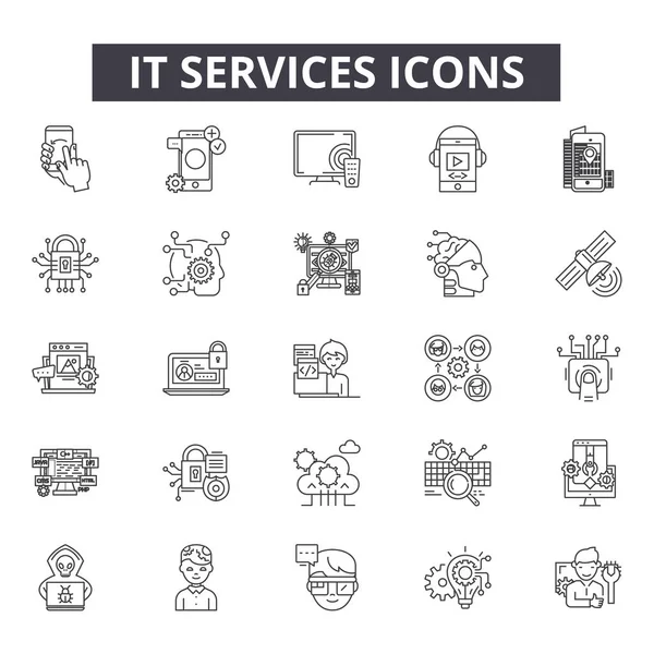 Ofrece servicios de línea de iconos para el diseño web y móvil. Signos editables. Servicios esbozan ilustraciones conceptuales — Vector de stock