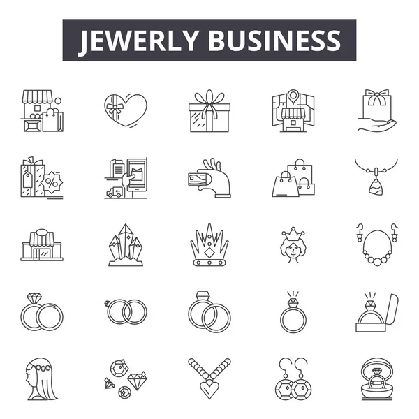 Jewerly business line icons for web and mobile design. Editable stroke signs. Jewerly business  outline concept illustrations — Stock Vector