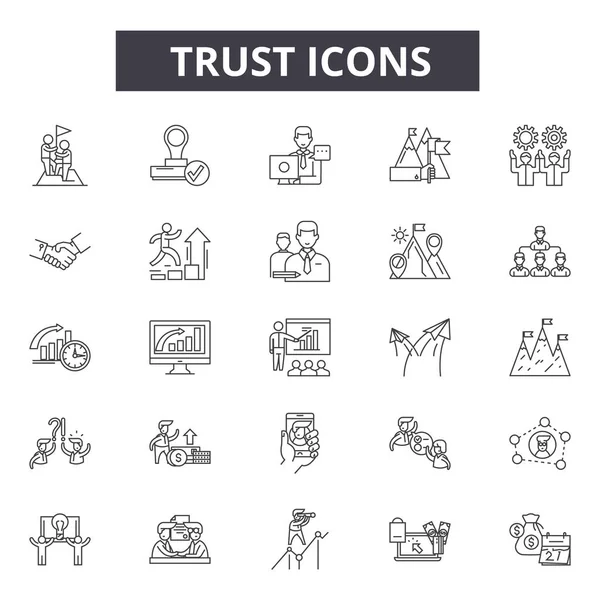 Iconos de línea de confianza para el diseño web y móvil. Signos editables. Confianza esbozar ilustraciones conceptuales — Vector de stock