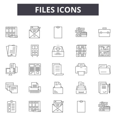 Dosyaları web ve mobil tasarım için simgeleri sıraya. Düzenlenebilir kontur işaretler. Dosyaları konsept çizimler anahat