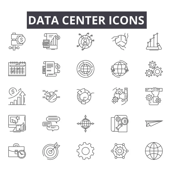 Iconos de línea de centro de datos para diseño web y móvil. Signos editables. Centro de datos esbozar ilustraciones conceptuales — Vector de stock