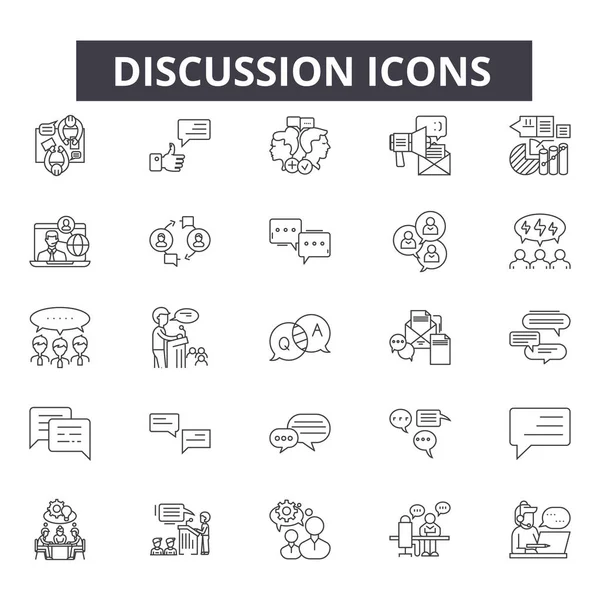 Iconos de línea de discusión para el diseño web y móvil. Signos editables. Debate esbozar ilustraciones conceptuales — Vector de stock