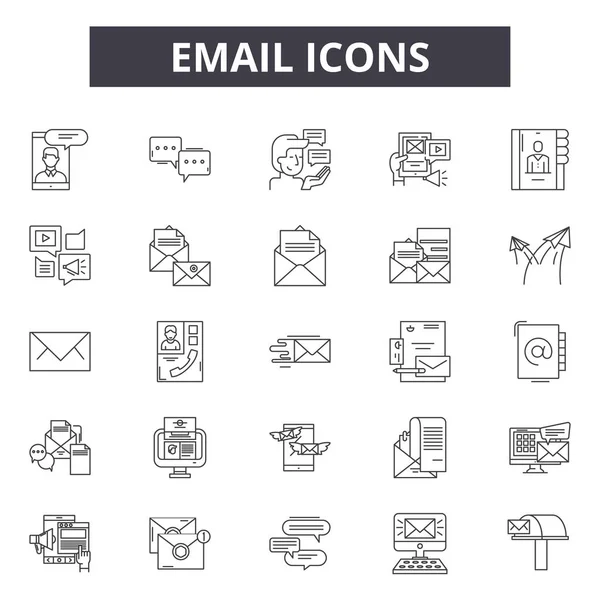 Iconos de línea de correo electrónico para diseño web y móvil. Signos editables. Esquema de correo electrónico ilustraciones conceptuales — Archivo Imágenes Vectoriales