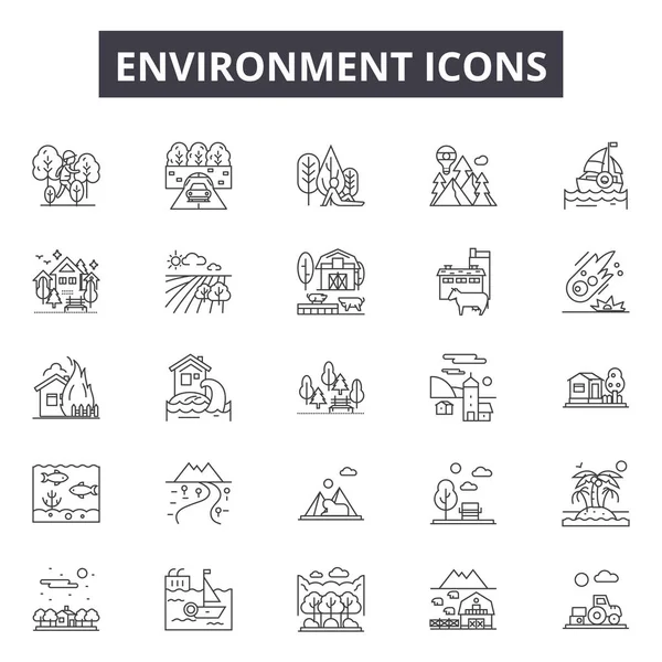 Iconos de línea de medio ambiente para diseño web y móvil. Signos editables. Medio ambiente esbozar ilustraciones conceptuales — Vector de stock