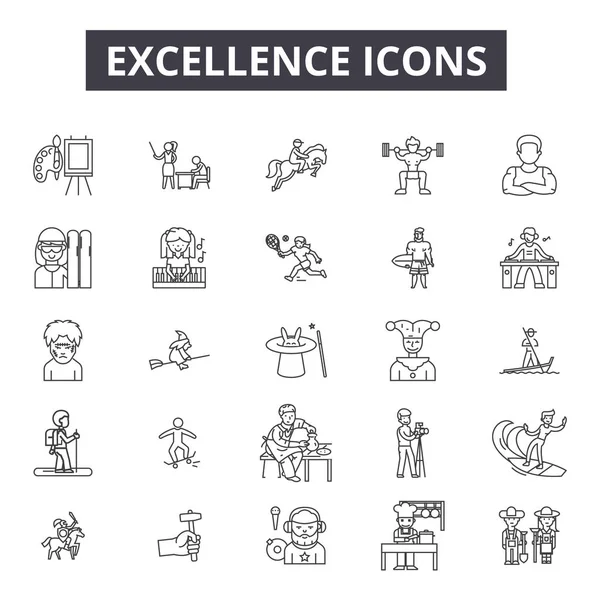 Excellence line icons for web and mobile design. Editable stroke signs. Excellence  outline concept illustrations — Stock Vector