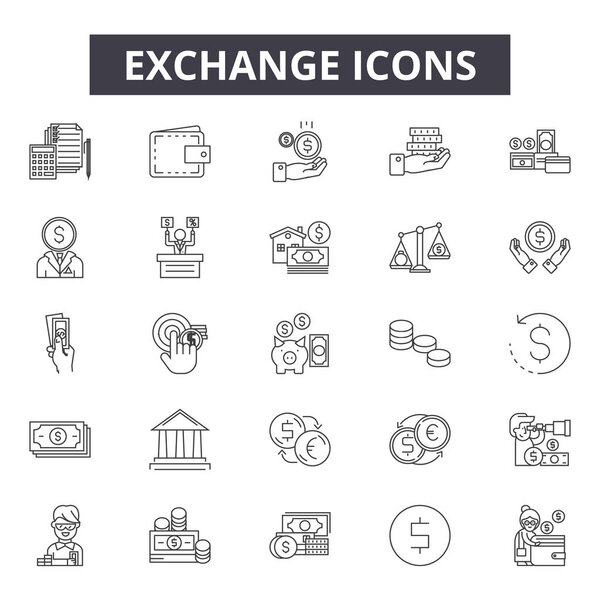Exchange line icons for web and mobile design. Editable stroke signs. Exchange  outline concept illustrations