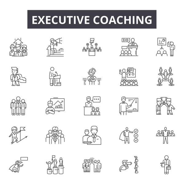 Executive Coach Line Symbole für Web und mobiles Design. editierbare Schlaganfallzeichen. Chefcoach skizziert Konzept — Stockvektor