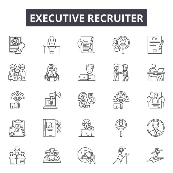 Icone della linea Executive recruiter per web e mobile design. Segnali di ictus modificabili. Illustrazioni concettuali del recruiter esecutivo — Vettoriale Stock