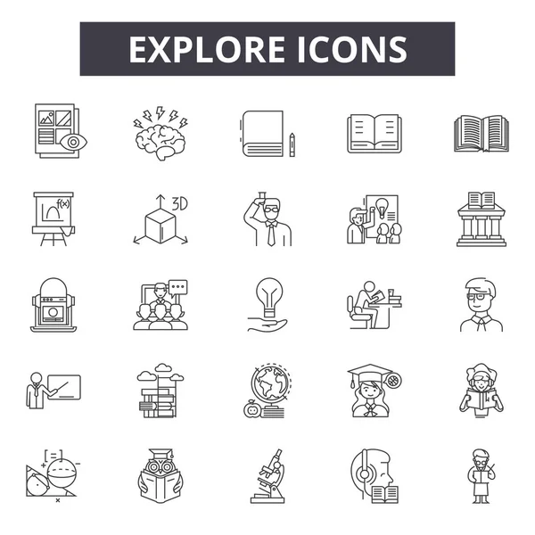 Explora los iconos de línea para web y móvil. Signos editables. Explorar ilustraciones conceptuales de esquema — Vector de stock