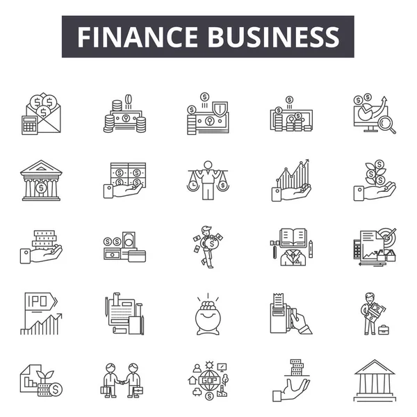Finanzieren Sie Business Line Icons für Web- und Mobildesign. editierbare Schlaganfallzeichen. Finanzen Business skizzieren Konzept Illustrationen — Stockvektor