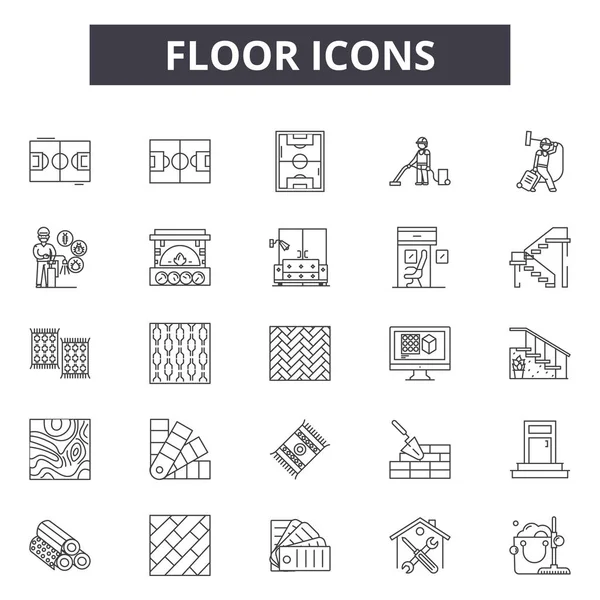 Iconos de piso línea de iconos para el diseño web y móvil. Signos editables. Iconos de piso esbozan ilustraciones conceptuales — Vector de stock