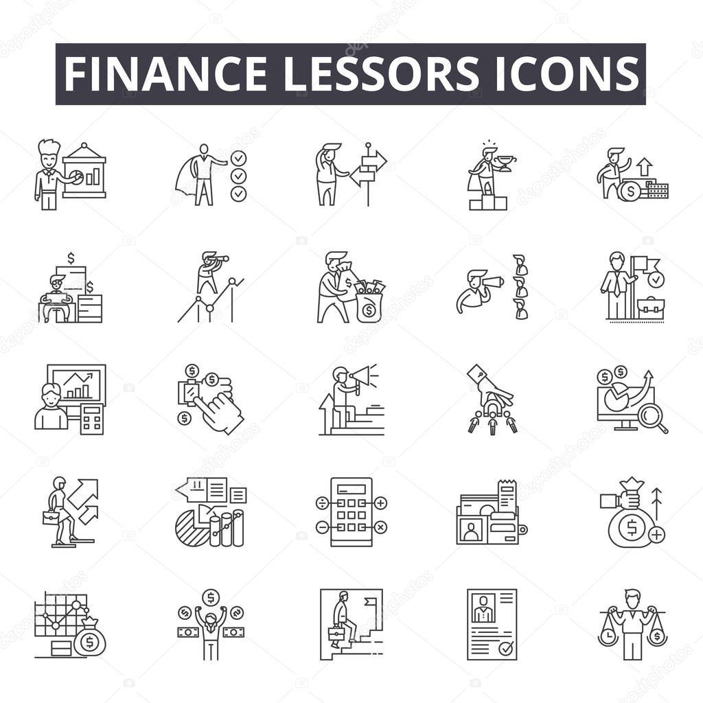 Finance lessors line icons for web and mobile design. Editable stroke signs. Finance lessors  outline concept illustrations