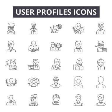 Kullanıcı profilleri için simgeler web ve mobil tasarım satır. Düzenlenebilir kontur işaretler. Kullanıcı profilleri konsept çizimler anahat