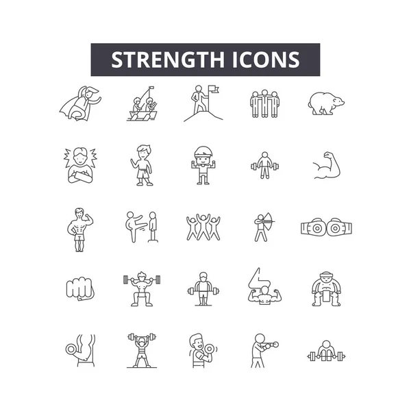 Iconos de línea de fuerza para el diseño web y móvil. Signos editables. Esquema de fuerza ilustraciones conceptuales — Vector de stock