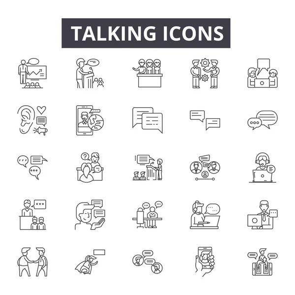 Talking line icons for web and mobile design. Editable stroke signs. Talking  outline concept illustrations — Stock Vector