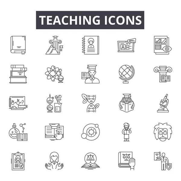 Iconos de línea de enseñanza para el diseño web y móvil. Signos editables. Enseñanza esbozar ilustraciones conceptuales — Vector de stock