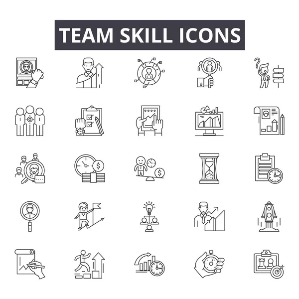 Team skill line icons for web and mobile design. Editable stroke signs. Team skill  outline concept illustrations — Stock Vector