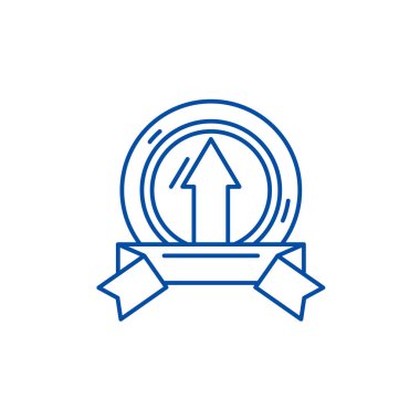 Başarı satırı simgesi kavramı ulaşmak. Ulaşmada Başarı düz vektör simgesi, işaret, anahat illüstrasyon.