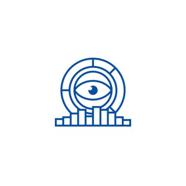 Analytics, pazarlama araştırması, satır simgesi kavramı diyagramları. Analytics, pazarlama araştırması, diyagramları düz vektör simgesi, işaret, resim anahat.