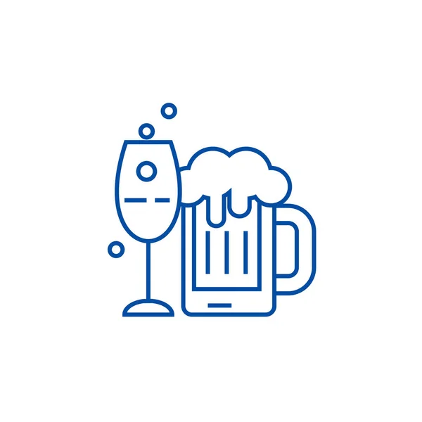 Concepto de icono de línea de bebidas alcohólicas. Bebidas alcohólicas símbolo vectorial plano, signo, esquema ilustración . — Vector de stock