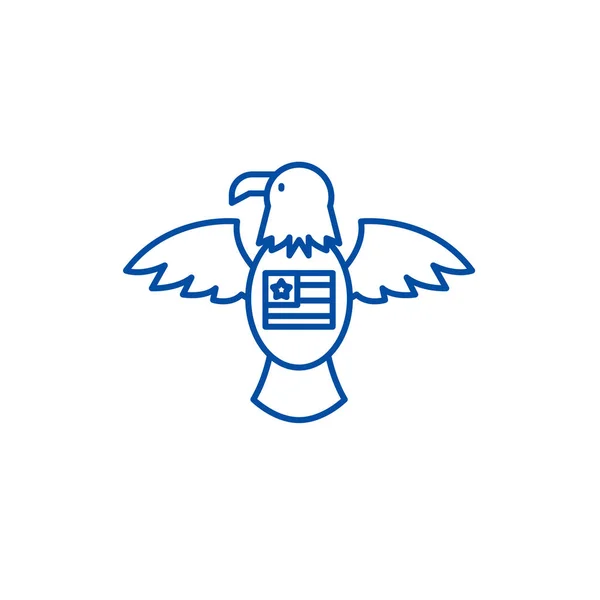 Концепция иконок американской линии орла. Символ американского орла плоский вектор, знак, контур иллюстрации . — стоковый вектор