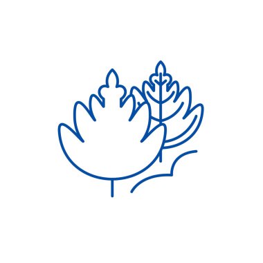 Sonbahar yaprakları satırı simgesi kavramı. Sonbahar yaprakları düz vektör simgesi, işaret, anahat illüstrasyon.