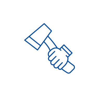 AX satırı simgesi kavramı. Balta düz vektör simgesi, işaret, anahat illüstrasyon.