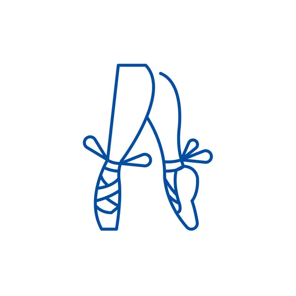 Concepto de icono de línea de zapatos de punto de ballet. Ballet puntas zapatos plano vector símbolo, signo, esquema ilustración . — Vector de stock