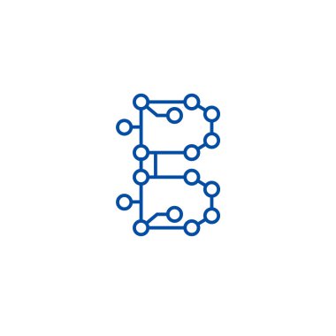 Blockchain teknoloji, devre hat simgesi kavramı. Blockchain teknoloji, devre düz vektör simgesi, işaret, anahat illüstrasyon.