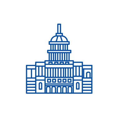 Capitol, ABD satırı simgesi kavramı. Capitol, ABD düz vektör simgesi, anahat illüstrasyon işareti.
