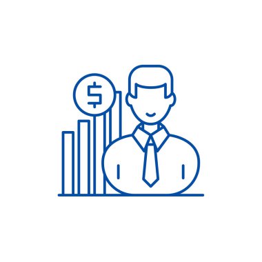 Kariyer büyüme Yöneticisi satırı simgesi kavramı. Kariyer büyüme Yöneticisi düz vektör simgesi, işaret, anahat illüstrasyon.