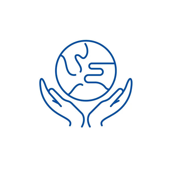 Caring for the world line icon concept. Caring for the world flat  vector symbol, sign, outline illustration. — Stock Vector