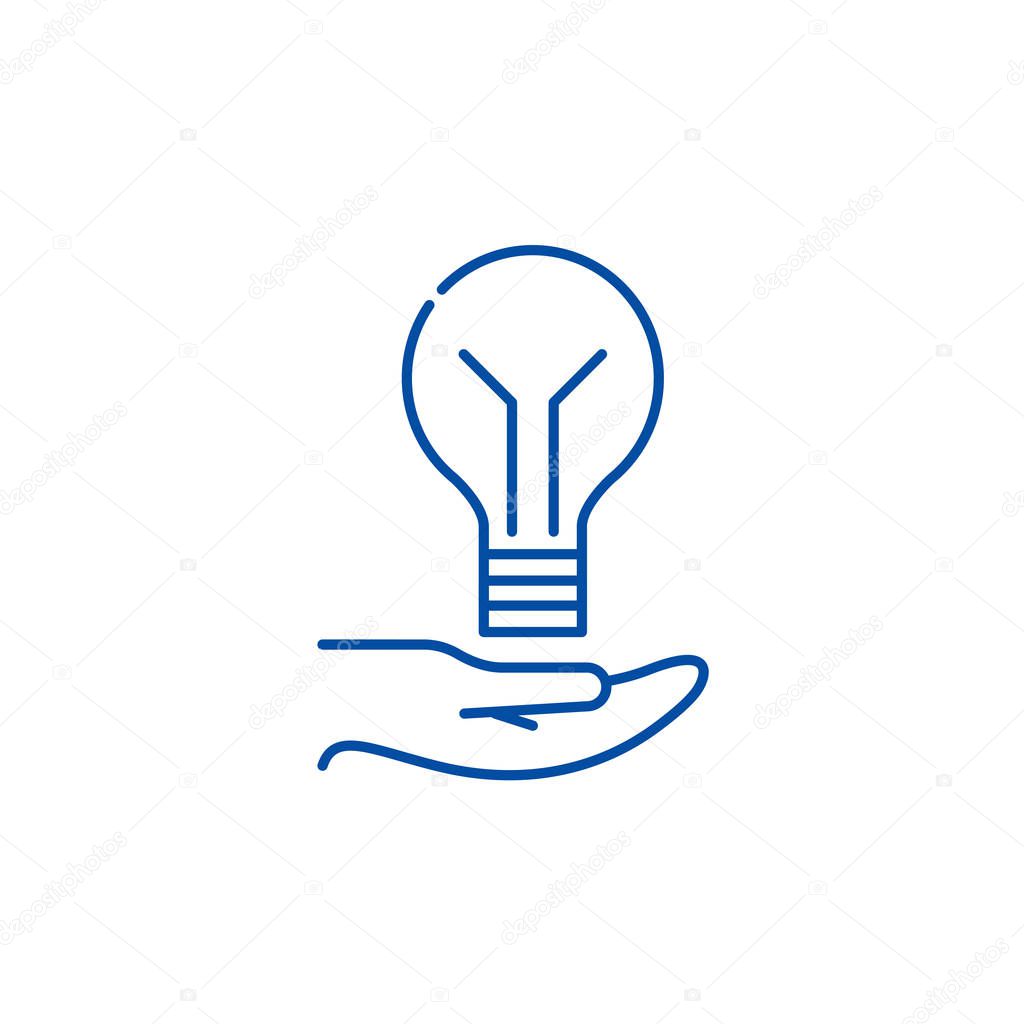 Bright idea line icon concept. Bright idea flat  vector symbol, sign, outline illustration.