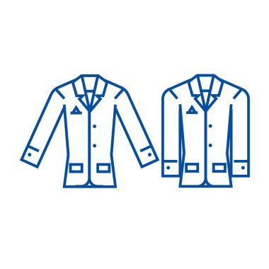 Rahat ceket satırı simgesi kavramı. Rahat ceket düz vektör simgesi, işaret, anahat illüstrasyon.