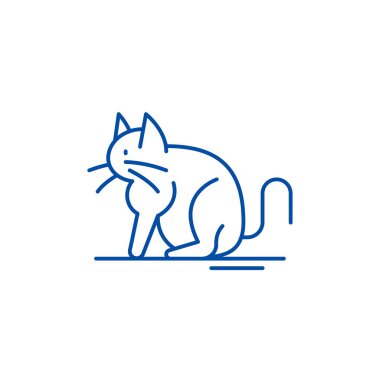 Kedi çizgi simgesini kavramı. Kedi düz vektör simgesi, işaret, anahat illüstrasyon.