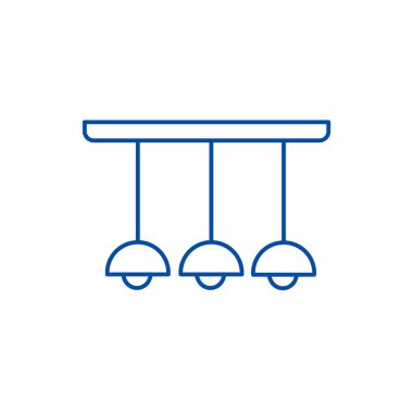 Tavan ışık lamba satırı simgesi kavramı. Tavan ışık lamba düz vektör simgesi, işaret, anahat illüstrasyon.