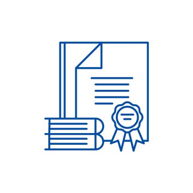 Sertifika satırı simgesi kavramı. Sertifika düz vektör simgesi, işaret, anahat illüstrasyon.