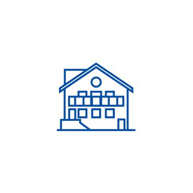 Chalet satırı simgesi kavramı. Chalet düz vektör simgesi, işaret, anahat illüstrasyon.