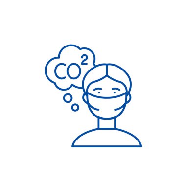 Hava kirliliği satırı simgesi kavramı. Hava kirliliği düz vektör sembol, işaret, anahat illüstrasyon.