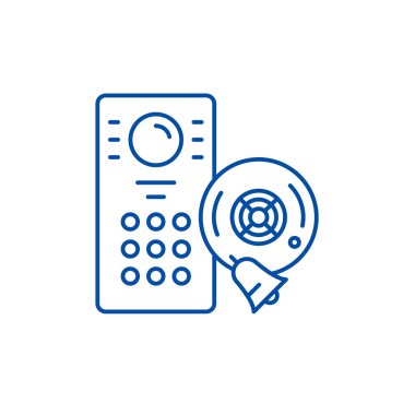 Alarm sistemi satırı simgesi kavramı. Alarm sistem düz vektör simgesi, işaret, anahat illüstrasyon.