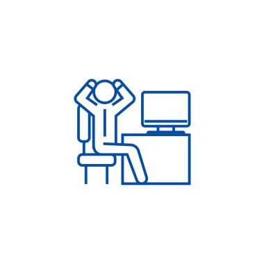 Endişeli işadamı office satırı simgesi kavram. Office düz vektör simgesi, işaret, anahat illüstrasyon endişeli işadamı.