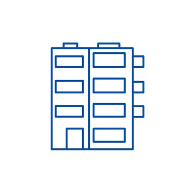 Apartman satırı simgesi kavramı. Apartman düz vektör simgesi, işaret, anahat illüstrasyon.