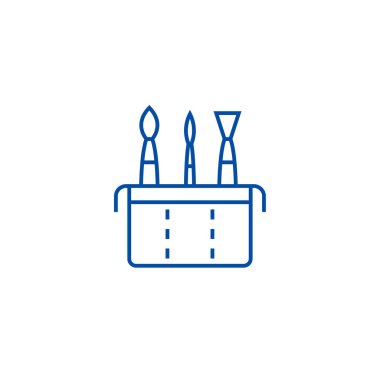 Sanat fırça durum satırı simgesi kavramı. Sanat fırça büyük düz vektör simgesi, işaret, anahat illüstrasyon.