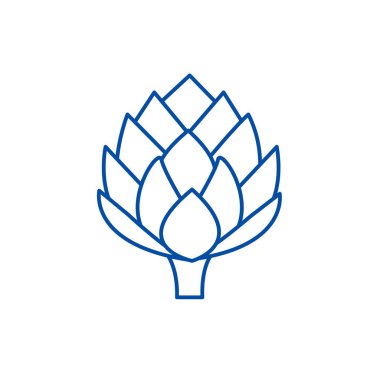 Enginar satırı simgesi kavramı. Enginar düz vektör simgesi, işaret, anahat illüstrasyon.