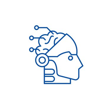 Yapay zeka ve robotik satırı simgesi kavramı. Yapay zeka ve robotik düz vektör simgesi, işaret, resim anahat.