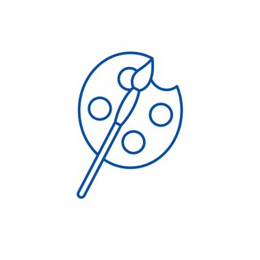 Sanat, boya ve fırça hat simgesi kavramı. Sanat, boya ve fırça düz vektör simgesi, işaret, resim anahat.