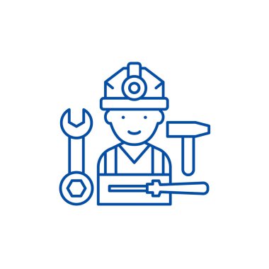 Derleme iş hattı simgesi kavramı. Derleme iş düz vektör simgesi, işaret, anahat illüstrasyon.