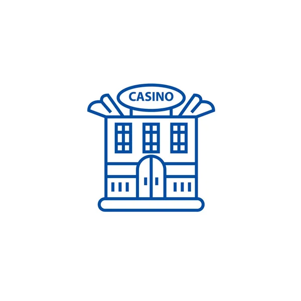 Casino bygga linjen ikonen koncept. Casino bygga platta vektor symbol, underteckna, disposition illustration. — Stock vektor